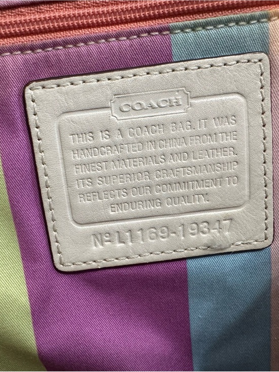 Coach Hamptons Weekend Straw Tote Bag Legacy Interior